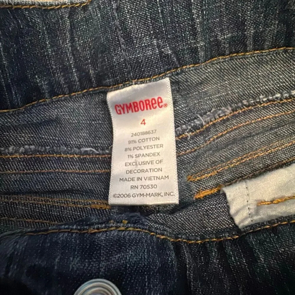 GYMBOREE Vintage Girls Bootcut Flare Jeans Floral Embroidered 2006